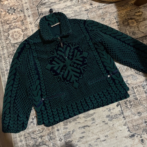 VTG Vintage woolrich green fleece teddy sweater size M snowflake - Picture 3 of 14
